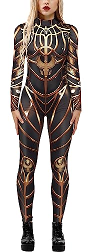 SEAUR Halloween Kostüm Damen Roboter Cosplay Catsuit Overall Knochen Anzug Karneval S
