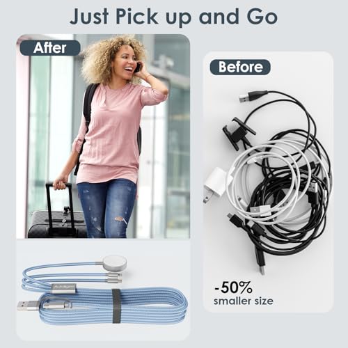 Image of 2Pack Travel Essentials,Multi Charging Cable for Apple Watch Charger Blue