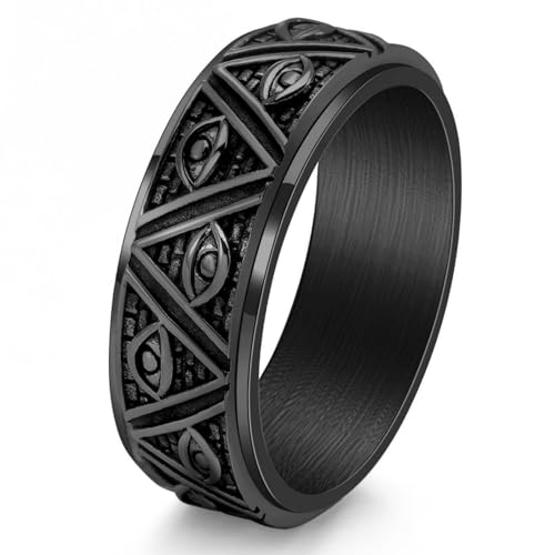 Bague œil de la Providence en acier titane, un bijou masculin aux finitions premium