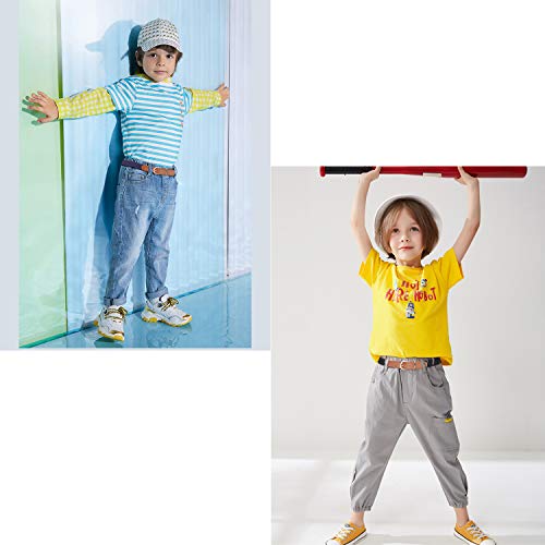 Awaytr Kids Girls Elastic Belts - 3 Pcs Adjustable Uniform Belt For Girls And Boys, Fit 3-10 Years (Navy Blue/Brown/Black, Fits Waist 21"-32") #TOP4