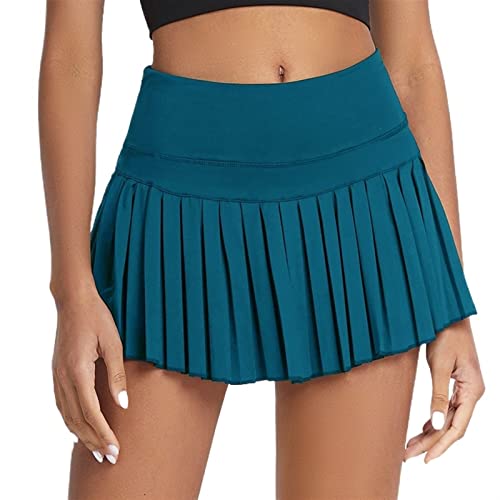 QINGGANGLING999 Athlétique Jupe Femmes Jupe Hautes Taille plissée Tennis Mini Casual Fond Court de Printemps Automne vêtements Course à Pied Jupe (Color : Green, Size : XL) Cover
