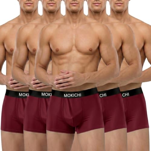 Image of Men's Ice Silk Boxer Briefs Pack of 5 | Ultra Soft Breathable Stretch Trunks | Moisture Wicking Quick Dry Men's Underwear | Comfortable Mid Rise Anti Chafing Innerwear