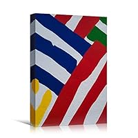 Canvas Wall Art Lined Patterns Abstract Colorful Geometric Hallway Minimalist Mixed Media Multicolor Patterns - 12x18 inches