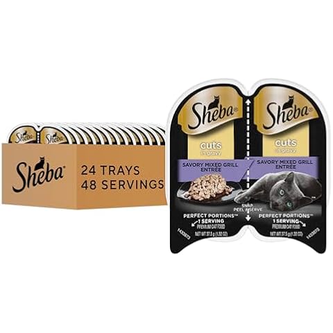 Sheba Perfect Portions Wet Cat Food Cuts in Gray Savory Mixed Grill Entree, 2.6 oz. Twin-Pack Trays (24 Count, 48 Servings) Cover