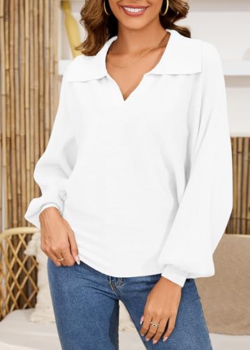 Image of Womens Dolman Sweaters Casual Puff Sleeve V Neck Lightweight Crochet Pullover Sweater Tops