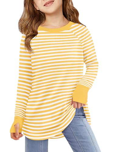 Image of Haloumoning Girls Striped Long Sleeve Shirts 5-14 Years