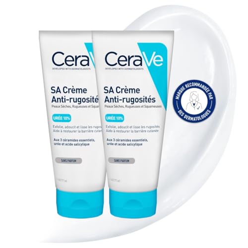 CeraVe - SA Crème Anti-Rugosités - Exfolie, Adoucit & Lisse les Rugosités - Acide Salicylique + Urée + 3 Céramides Essentiels - Peau Sèche, Rugueuse, Squameuse - 2 x 177 ml