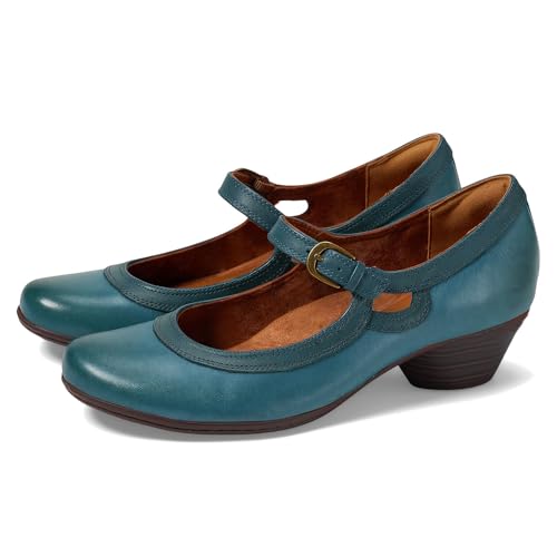 SHODENSE Women Retro Teal Chunky Heel Mary Jane Shoes Round Toe Ankle Strap Dress Pumps Sandals 2" Mid Block Heel Mary Janes Two Tone Matte Buckle Chic Wedding Casual Teal 6 M US by SHODENSE - Used condition - US$55.78