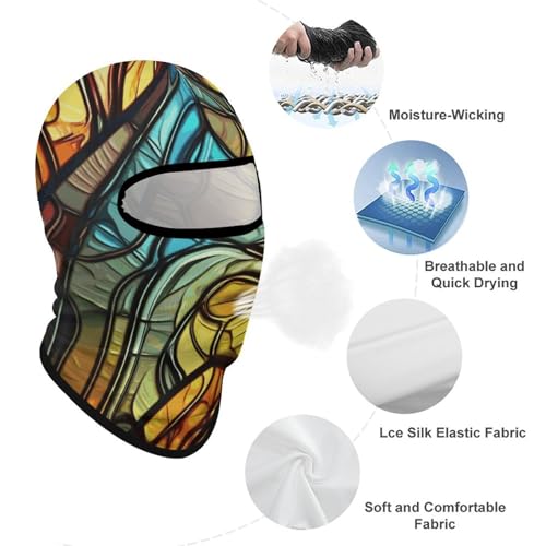 Máscara facial de balaclava de arte de vidrio coloreado para hombres y mujeres, protección solar, transpirable, cubre todo el cráneo para senderismo, ciclismo, running y conducción miniatura 3