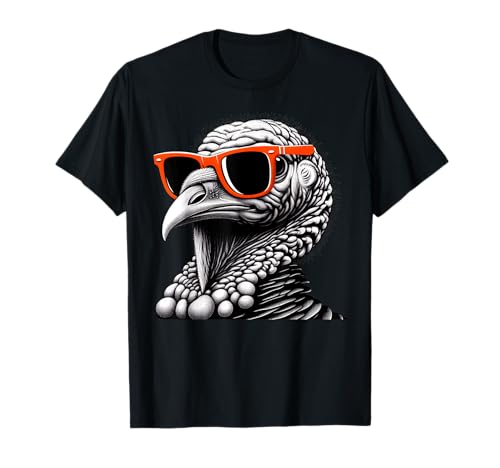Arte gráfico fresco de pavo de Acción de Gracias con gafas de Camiseta