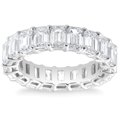 P3 POMPEII3 Pompeii 6Ct Emerald Cut Diamond Eternity Ring Lab Grown 14k White or Yellow Gold (G/H,VS1)
