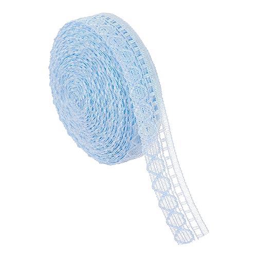 sourcing map Cinta de encaje vintage de 10 yardas de 1/2 pulgada para manualidades, paquete de regalo, decoración de boda, diadema azul claro