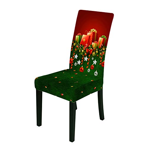 Eghunooye Weihnachten Stuhlhussen Abnehmbarer Stuhlbezug Esszimmer Sitz Stuhl Überzug Stuhlüberzug Stretch Abdeckungen Husse Christmas Sessel Protector Cover Home Party Hochzeit Deko (D) Cover