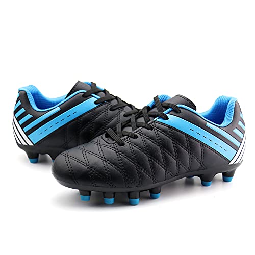 brooman Kids Athletic Soccer Cleats Boys Girls Outdoor Firm Ground Football Shoes (11.5,Black) — view 5