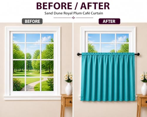 Image of Valance Blackout Rod Pocket Pattern Curtain Pack of 1 Piece, Kitchen Curtain | 3 Feet - Turquoise