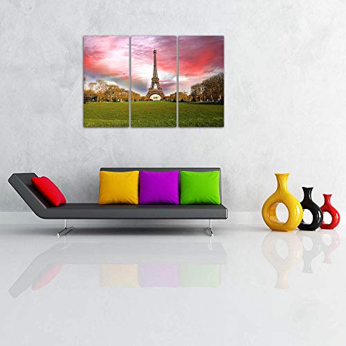 Image of ArtzFolio Spring Morning With Eiffel Tower, Paris, France Split Art Painting Panel On Sunboard 38.9 X 25.9Inch