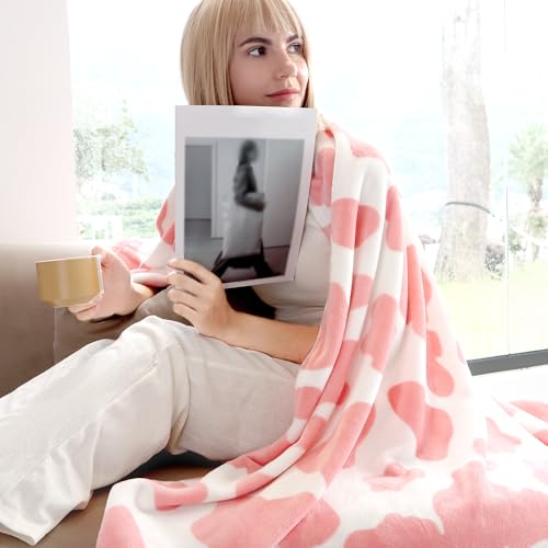 Image of Queen Blanket for Bed Couch, Pink Throw Blanket Queen /Full Size Fuzzy Fleece Throws for Women Girls, Extra Large Plush Bedding for Bedroom Living Room All Season 90 inchx90 inch