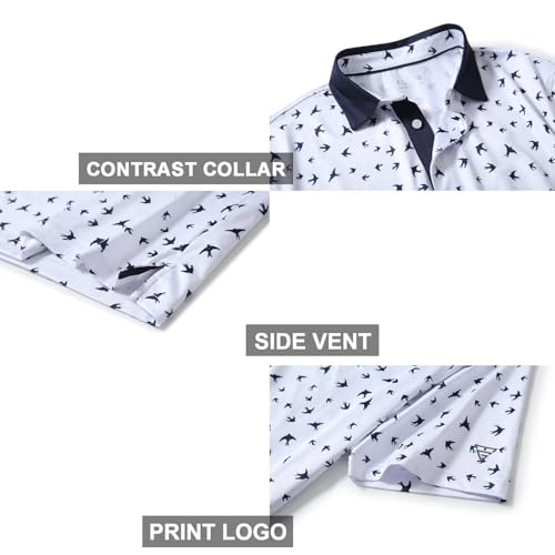 Image of Golf Shirts for Men Dry Fit Short Sleeve Print Performance Moisture Wicking Polo Shirt