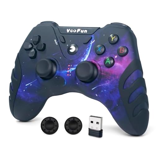 VooFun Manette PC/PS3 Sans Fil, 2,4G Gamepad PC avec Hall Joystick, Double Vibration, Gamer Manette PC Rechargeable pour Windows(11/7/8/10), PS3, Steam, Laptop, Android Smart TV, TV Box (Galaxie)