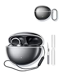 Case for Sanag S7S AI Ear Clip Wireless Bluetooth Headphones,BOVUGAC High Transparency Soft TPU Shockproof Cover with Keychain,Cleaning Kit and Lanyard-Clear