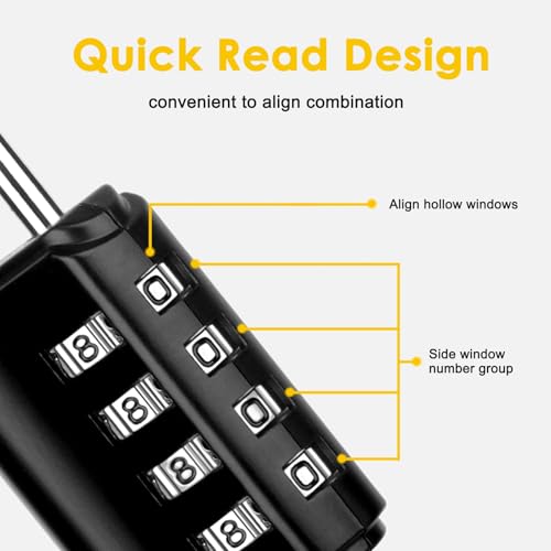 Image of Combination Lock Outdoor with Key Outdoor Waterproof, 4 Digit Padlock for School Gym Sports Locker,2 Pack Padlock with Hasp Storage, Combination Padlock, Cabinet Doors, Fence, Garage