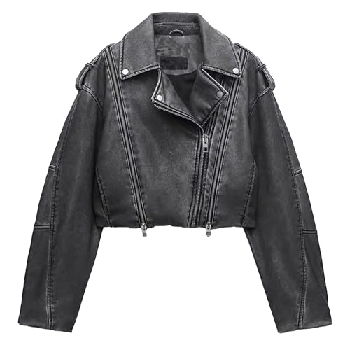 Manteau court en similicuir ajusté gris foncé pour structurer la silhouette XL