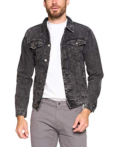 vkwear Red Label Men’s Premium Casual Faded Denim Jean Button Up Cotton Slim Fit Jacket2