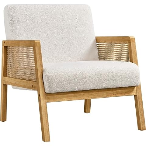 Yaheetech Ivory Boucle Fabric Accent Chair Cover