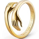 Musgogo Hug Rings for Women Sterling Silver Adjustable 925 Hug Ring, Love Has No Ending Hand Ring Promise Wedding Band Statement Present Jewelry Gifts for Her Teen Girls Friend Birthday Daughter Mom
