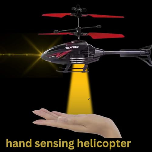 Image of RC Helicopter with Hand Gravity Sensor for Kids 4+, Flying Remote Control Helicopter Toy, Chargeable with 3D LED Light Safety Sensor, Indoor Outdoor Play, Gift for Boys & Girls (BlackRed)