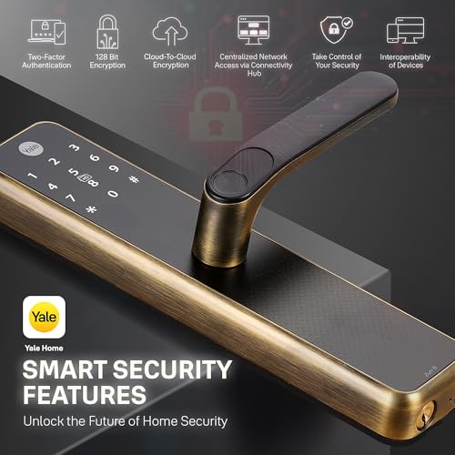 Image of Yale Zuri S Smart Door Lock | Fingerprint, PIN, RFID, Manual Key | Bluetooth Digital Smart Lock with Yale Home App Access | 3 Year Warranty | Antique Bronze
