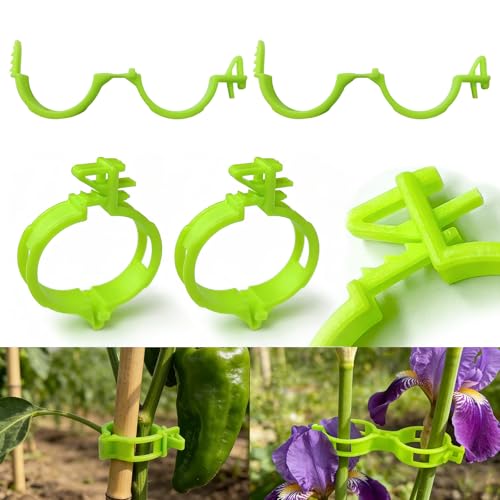 150 Pcs Plant Support Clips,2026 Upgraded with 3 Adjustable,Plastic Ties for Outdoor Plants,Tomato Vine Clips,Plant Fixing Clips for Climbing Plants,Garden Grape and Vine Vegetables Bright Green