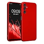 kwmobile Case for Samsung Galaxy A14 5G Case - Soft TPU Back Phone Cover - with Metallic Look - Metallic Dark Red