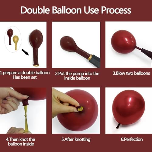 Image of Red Pink Balloon Garland Double Stuffed Burgundy Pink Balloons Dark Red Maroon Rose Gold Balloon Arch Kit for Birthday Bridal Wedding Birthday Mother's Day Graduation Party Decoration