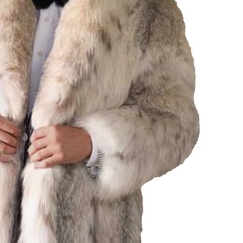 Men's Winter Turn Collar Faux Fur Coat Long Sleeve Shaggy Parka Overcoat Warm Thick Outwear Cardigan Jacket2