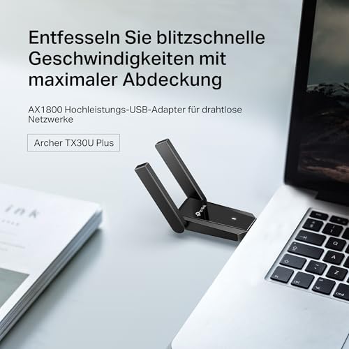 TP-Link Archer TX30U Plus Wi-Fi 6 WLAN Stick Für PC, AX1800 Dual Band Adapter, USB 3.0, MU-MIMO, 2- Hochleistungsantennen, WPA3… – Ansicht 4
