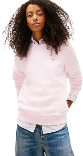 Tommy Jeans Women's TJW REG S Flag Crew DW0DW19959 Pullover Sweatshirt, PINK (Light Pink), S, Rosa (Hellrosa), S