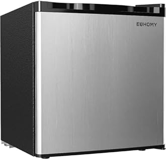 EUHOMY 1.7 Cu.Ft Mini Fridge, Reversible Single Door Compact Refrigerator, Adjustable Thermostat, Energy Saving, Mini Fridge for Bedroom, Office, Dorm, Silver