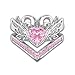 Generic Ranjeeta Heart Cut Simulated Pink Tourmaline & Diamond 925 Sterling Silver 14K White Gold Fn Diamond Swan Design Wedding Bridal Ring Set for Women's (6)