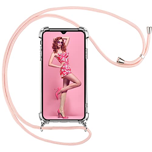Vauki Cover con Cordino per Xiaomi Redmi 9C /Redmi 9C NFC, Trasparente Silicone Custodia con Laccio Collana Tracolla, TPU+PC Bumper Antigraffio Proteggere Case Corda per Redmi 9C, Nero 01