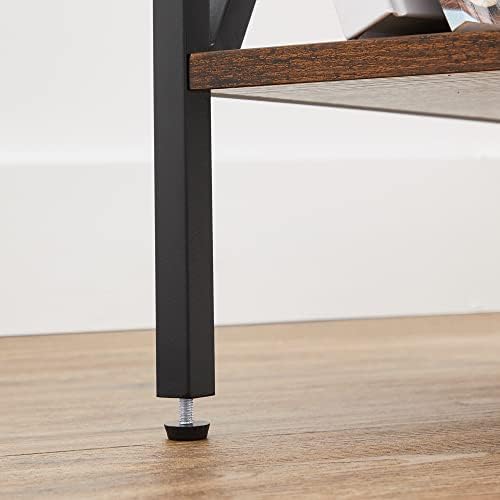 VASAGLE Nightstand, End Table, Tall Bedside Table with Drawer and Storage Shelf, Industrial, Rustic Brown and Black LET501B01