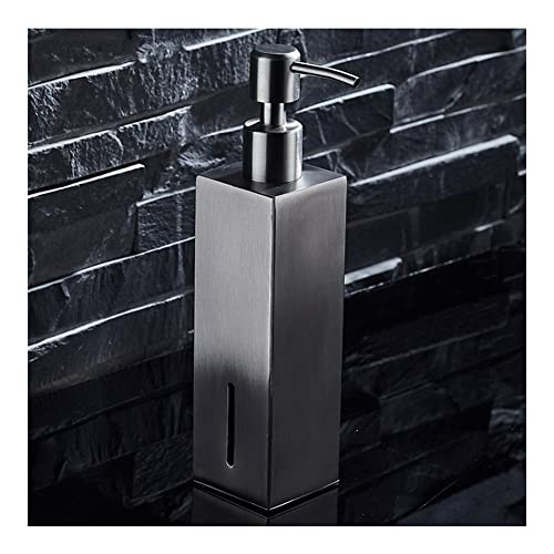 Dispensador de jabón para encimera, dispensadores de ducha de acero inoxidable y dispensador de emulsión de 200 ml para hoteles domésticos (plateado)