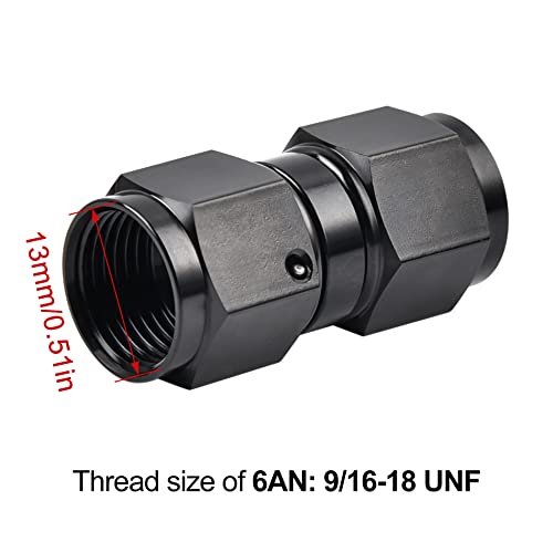 EVIL ENERGY 6AN Female to 6AN Female Straight Swivel Coupler Union Fitting Adapter Aluminum Black 2PCS - Image 4