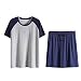 Produktbild Herren Pyjama Dünn Cool Casual Lose Plus Size Kurzarm Shorts, marineblau, XXXL