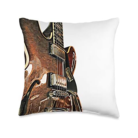 BREGO Electric Guitar Blues Rock Metal Country Music Design Throw Pillow, 16x16, Multicolor Cover