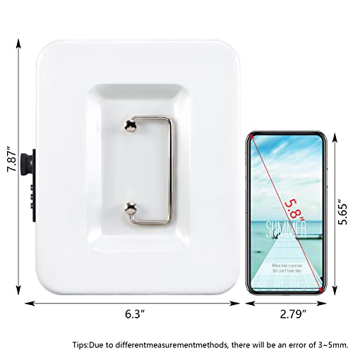 Image of KYODOLED Cash Box with Combination Lock,Safe Metal Box for Money,Storage Lock Box with Money Tray,7.87 inchx 6.30 inchx 3.54 inch White Medium