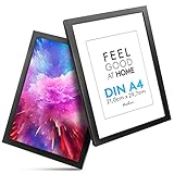 Calias® Doppelpack (2 STK.) Bilderrahmen DIN A4 Holz SCHWARZ | Bilderrahmen 21x30cm SCHWARZ mit bruchsicherem Plexi-Glas | Bilderrahmen Holz