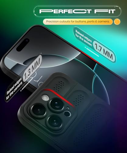 Image of WOW IMAGINE Ultimate Silicone Back Cover Case for iPhone 16 Pro | Heat Dissipation Thin Soft TPU | 360 Camera Protection | Breathable Cooling Holes - Pitch Black