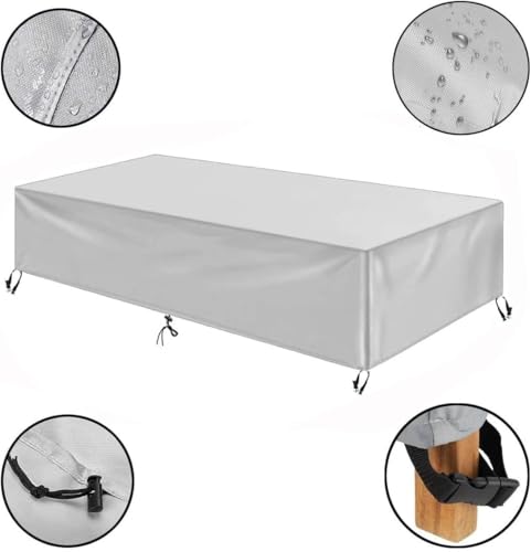 Housse de table rectangulaire en polyester 420D argent 180x120x74cm - 3