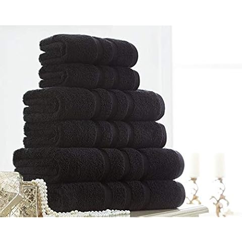 Select-ed Design Luxury Egyptian Cotton 4 Or 2 Pack of Soft 600Gsm Zero Twist Towel Absorbent Towels Set (Black, Bath Towels Pack of 2) Cover